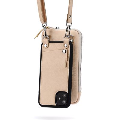 China Anti-fall Wallet Lanyard Cross Body Leather Phone Case with Strap for iPhone 11 12 13 pro for sale