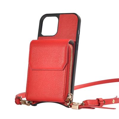 China Anti-fall Leather Cross - Body Wallet Chain Phone Case With Bag For iPhone 11 12 13 Pro Max for sale