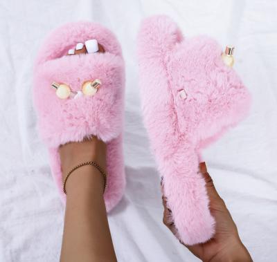 China Fashion Trend Women Slippers Warm Plush Solid Soft Slippers Floor Bed Room Indoor Shoes for sale