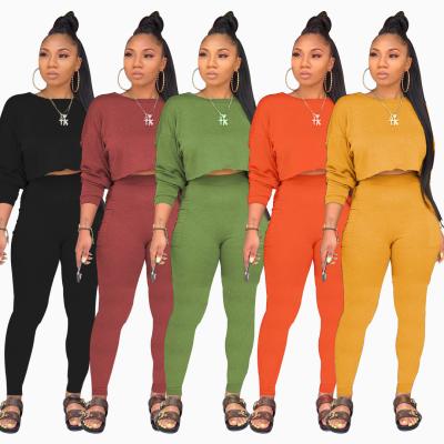 China Good Quality QUICK DRY Candy Color Long Sleeve 2 Piece Set Womens Womens Two Piece Set Clothing for sale