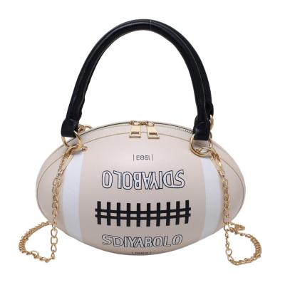 China Fashion PU Leather NATIONAL Rugby Shape Handbag And Purses For Women Chain Shoulder Cross - Body Handbag for sale