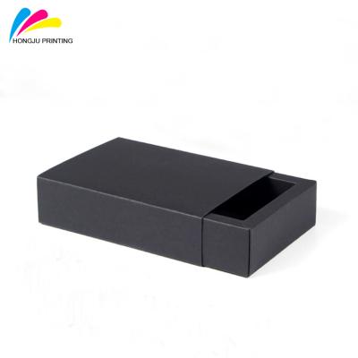 China HJZH001 Recyclable Small Cardboard Sliding Black Drawer Gift Box for sale