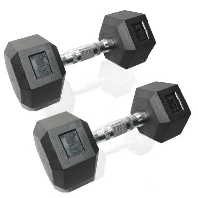 China dumbbell weightlifting muscle training rubber covered factory supplied high quality rubber dumbbell hex dumbbell set for sale