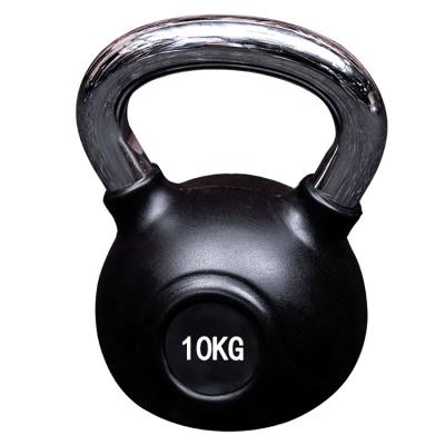 China Custom Hot Selling Eco-friendly Gym Fitness Kettlebell Rubber Coated Cast Iron With Steel Handle for sale