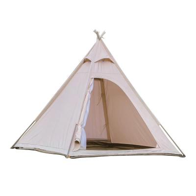 China Diagonal Tether Type Hot Sale Outdoor Camping Indian Canvas Tents Teepee Tent Waterproof for sale