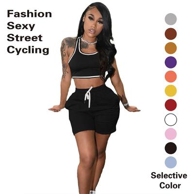 China QUICK DRY 2021 summer vest cold joggers outdoor casual biker set women sexy shorts two-piece set for sale