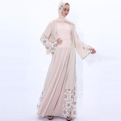 China High Quality Polyester Matching 3D Laser Embroidery Mesh 2022Muslim Women Abaya Dubai Dress Long Islamic Muslim Ladies Dresses for sale