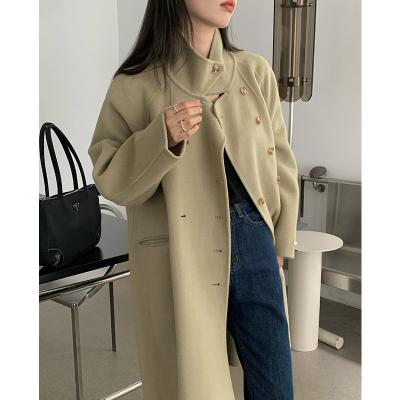 China Keep Korean 2022 new coat women's khaki jacket new warm solid color woolen woolen khaki jacket for sale