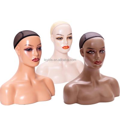 China With Shoulder Logo African American Female Half Body Custom Mannequin Head With Shoulders For Wig Display for sale