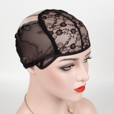 China Wig Cap For Making Wigs AliLeader Black Adjustable Elastic Ties Wig Weaving Cap Breathable Swiss Lace Net Wig Cap For Making Wigs for sale