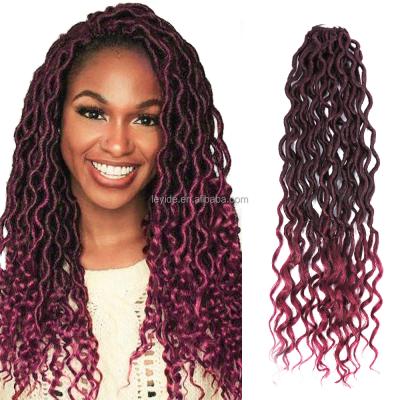 China AliLeader High Temperature Synthetic Fiber Faux Locs Crochet Hair Extensions With Curls Ends Synthetic Braiding Hair Wavy Goddess Locs for sale