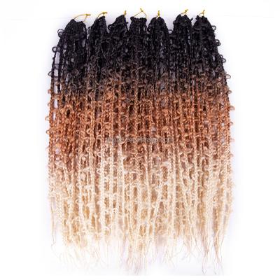 China Handmade Box Braid Crochet Hair Low Temperature Fiber Synthetic 24 Inch Ombre Knotless Box Braids Pre Looped Butterfly Braids Crochet Hair for sale