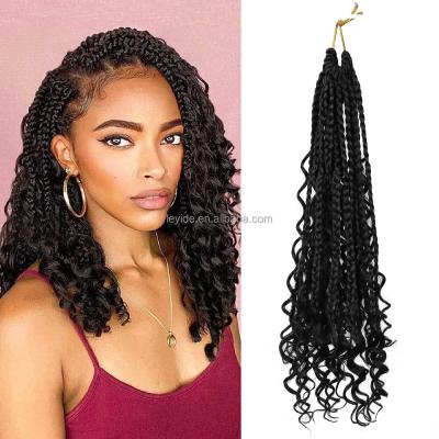 China Goddess River Locs Box Braid With AliLeader 14 Inch Curly End New Hot Seeling Messy Bohemian Box Braid Synthetic Hair Pre-loop Crochet Braid With Curly For Women for sale