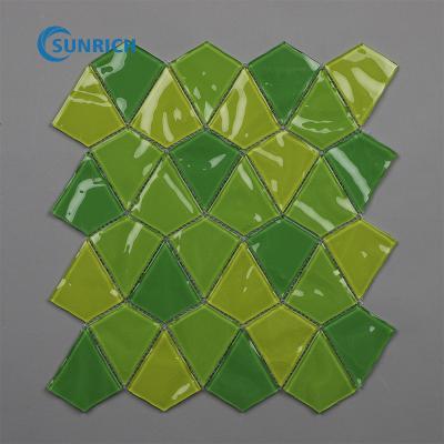 China Wholesale Crystal Home Decoration Glass Mosaic Parquet Hexagon Background Wall Slab for sale