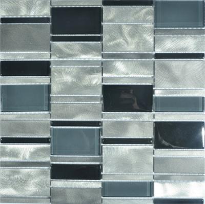 China Parquet Metal Aluminum Mix Glass Mosaic for sale