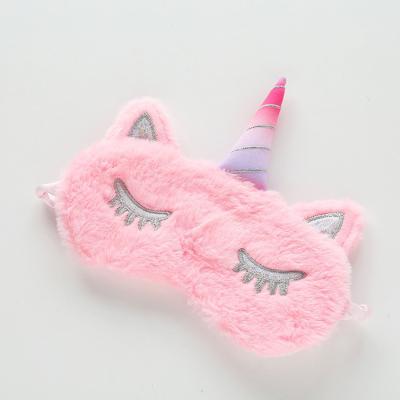 China Anti-wrinkle soft plush kids sleep eye mask cute funny unicorn sleep mask for kids teens girls for sale