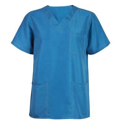 China High Quality Short Sleeve Nursing Scrub 3 Pockets V-Neck Scrub Tops Cotton For Female Male for sale