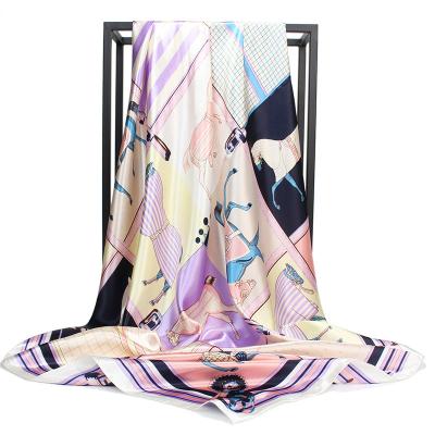 China 2022 square satin high quality hijab 90*90cm large size shawls for muslim lady scarves hairscarf for sale