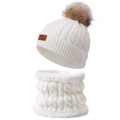 China Add Wool Factory Sale Custom Baby Various Beanie Hat Knit Two Piece Plush Beanie Hat Thick Satin Striped Kids Beanie Hat for sale