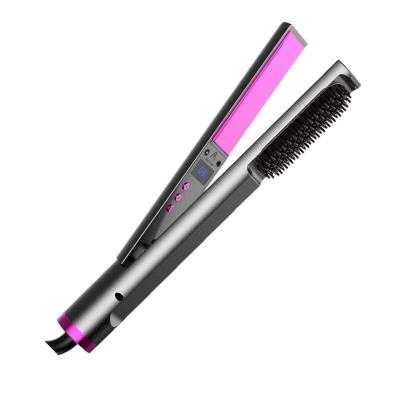 China Temperature Display 3 In 1 Professional Portable Ceramic Hair Straightener Curling Iron Mini Flat Iron Plates Hair Straightener Brush for sale