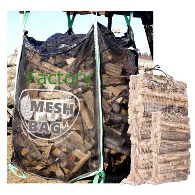 China 1m3 Mesh Breathable Log Firewood Wooden Tote Bag Ventilated Large Ventilated Bulk Bag for sale