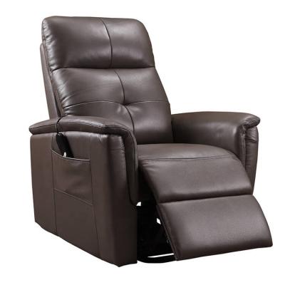 China Brown 100% European Manual Vintage Modern Recliner Chair Arms Traditional Leather Metal Carton Packing Wooden GENUINE Leather Customized for sale