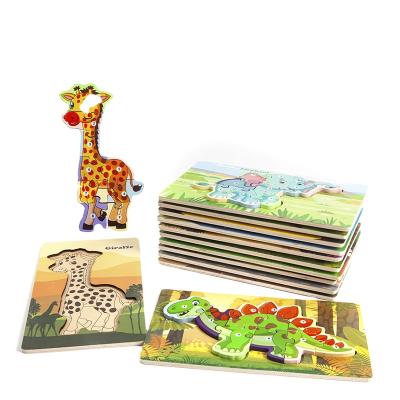 China DIY TOY Children's Wooden Jigsaw Puzzle Game Dinosaur 3D Jigsaw Puzzle Toy for sale