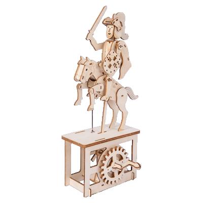 China Innovative Toys 3D Cartoon Wooden Knight Pegasus Assembling Puzzles Wooden Craft Kits For Kids And Adults DIY Game Blowback Educational Toy for sale