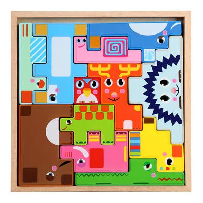 China DIY TOY Wooden Blocks Children's Toy Animal 3D Educational Constituent Puzzle for sale