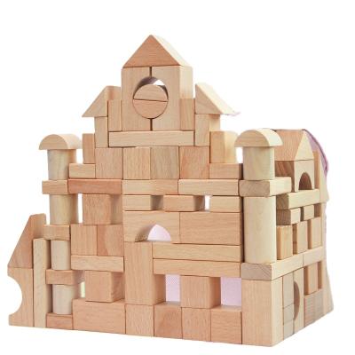 China 100 PCS Eco-friendly Materials Educational Building Block Magnetic Building Blocks Eco-friendly Wooden Building Blocks for sale