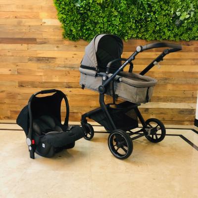 China High quality foldable Brightbebe 2in1 baby polyester luxury pram child stroller with carseat set for sale