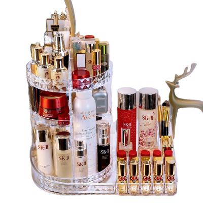 China With Dividing With Dividing Storage Box Desktop Cosmetic Acrylic Plastic Transparent Rotating Rack for sale