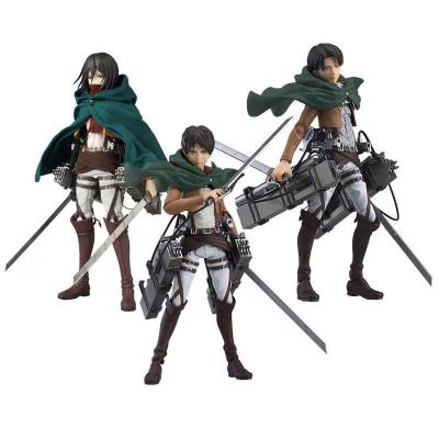 China Toy Wholesale Anime Figures Eren Mikasa Ackerman PVC Cartoon Action Number Model Toy Anime Movable Cartoon Figure for sale