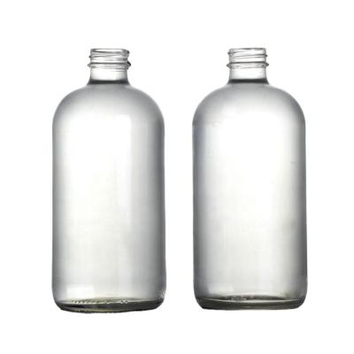 China Shanghai Linlangcustom logo screw rum gin medical pharmacal syrup vodka clear 500ml 480ml 16oz spirits boston glass bottle for sale