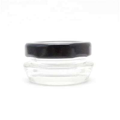 China Linlang factory direct sale 12ml wide mouth large caviar glass jar with metal lid for sale