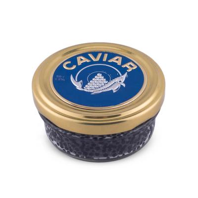 China Linlang factory direct sale 83ml wide mouth large caviar glass jar with metal lid for sale