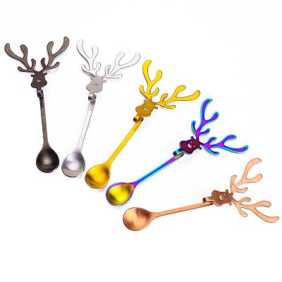 China Disposable Unique Innovative Moose Shaped High Quality Stainless Steel Teaspoon Stirrer for sale