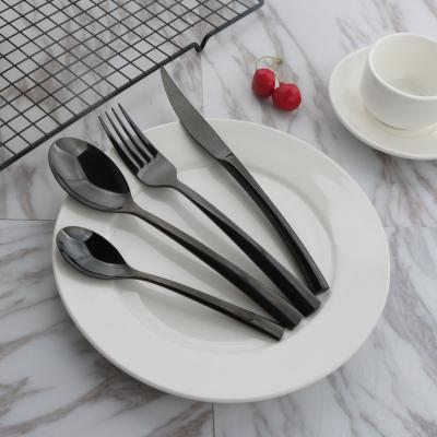 China Disposable Stainless Steel Spoon Fork Black Flatware Flatware Sets For Wedding Event Restaurant for sale