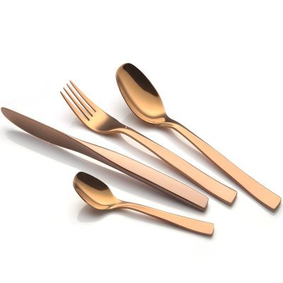 China Rose Gold Golden Children Baby Viable Spoon Set Edible Cutlery 72 Piece Portable Cutlery for sale