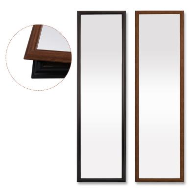 China HOFINE Modern Minimalist Home Decor Wooden Wall Mirror Framed Bathroom Mirror Black Wooden Frame Wall Mounted Bath Mirrors for sale