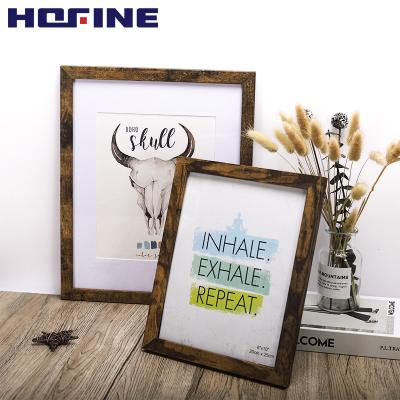 China HOFINE Modern Elegant Custom Size Wall Display Table Top Decoration Picture Frame Antique Brown Wood for sale