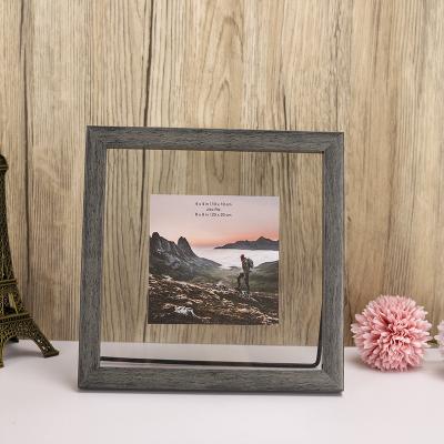 China Double Sided Picture Modern Elegant Floating Glass Art Marco Frame Wood Packaging Outer Clear Wood Material Wall Plastic Picture Frame for sale