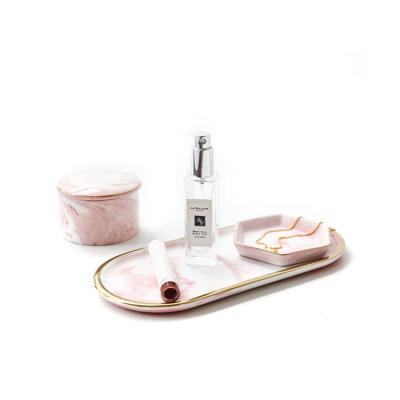 China Viable Hot Selling Small White Marble Oval Vanity Jewelry Accessories Tray For Sale for sale