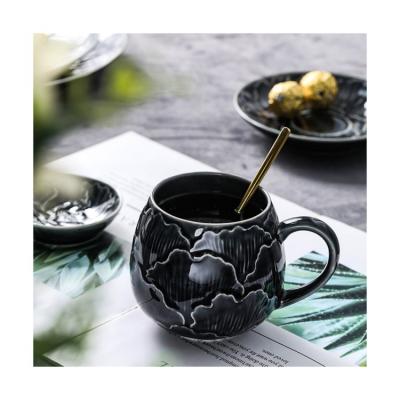 China Tableware Wholesale China Black And White China Tableware Dinner Set Eco-friendly Sustainable Embossed Ceramic Tableware for sale