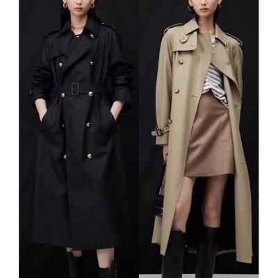 China New Arrival Breathable Solid Petal Sleeve Button Women's Long Jackets And Coats 2021 Winters Ditch Coat For Women for sale