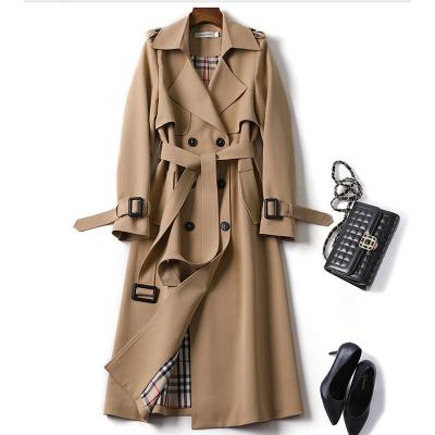 China New 2021Women's Breathable Korean Popular Mid Length Ditch Coat With Button Belt On Collar For Spring And Autumn And Winter for sale