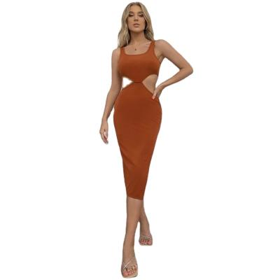 China 2021 Summer Custom Women's Anti-Static Solid Color Pencil Bandage Fashionable Tight Fitted Bodycon Plus Size XL Dress Wholesale for sale