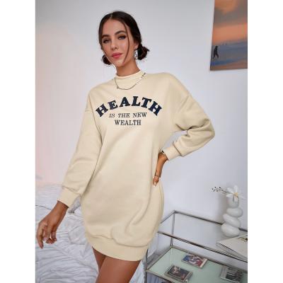 China New Arrival Breathable Custom Sweatshirt Long Sleeve Hoodie Sweatshirt Autumn Spring Dress For Women Front Pocket Sweat Dress for sale