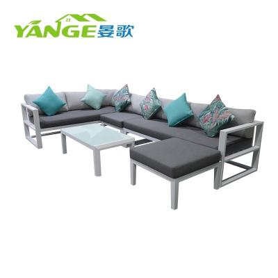 China Modern Modern L-shaped white sectional sofa patio aluminum garden set outdoor garden furniture for sale