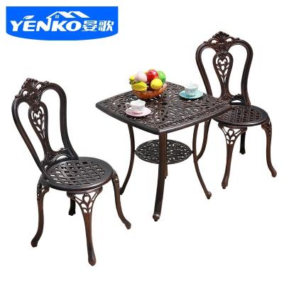 China Modern Garden bistro set dining table and chairs for cafe and restaurant aluminum Casting Outdoor Garden Furniture for sale